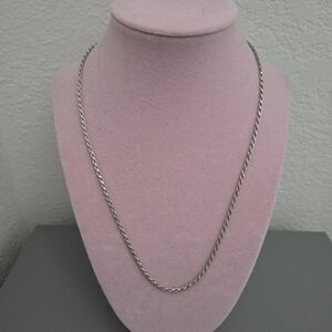 Sterling Silver Twisted Rope Design Chain Necklace Classic Jewelry Gift